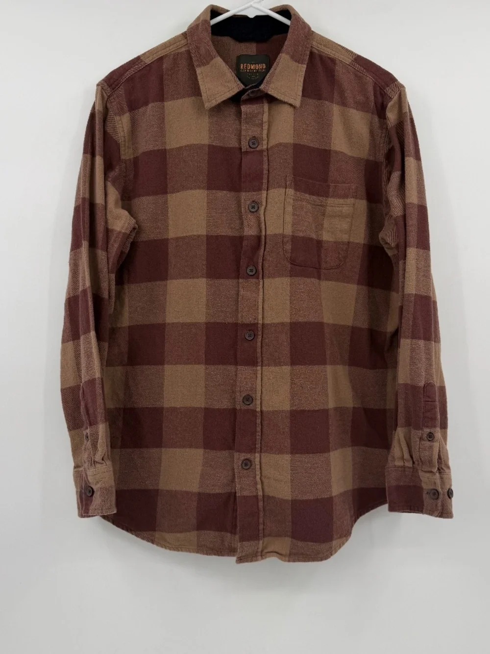 Redmond Shirt Men Large Brown Flannel Button Up Long Sleeve Plaid Cabin Outdoor